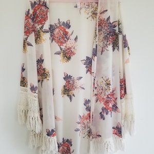 Floral Fringe Kimono